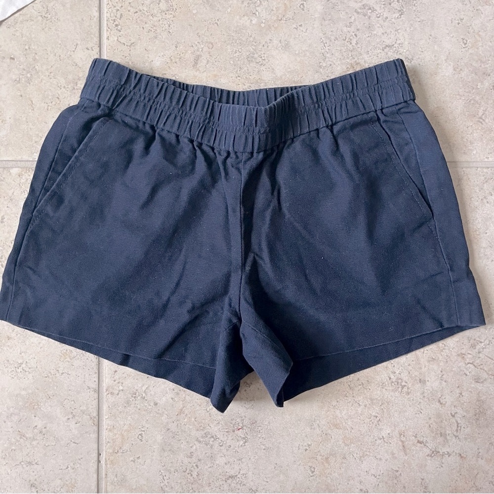 J. Crew Set of 2 Summer Pocketed High Waist Shorts Navy Blue White - Picture 5 of 6